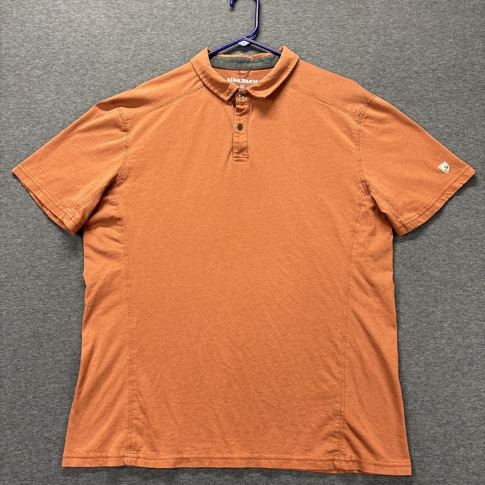 Kuhl Touch Polo Shirt Mens XL Organic Cotton‎ Blend Rust Outdoor Hiking Camp